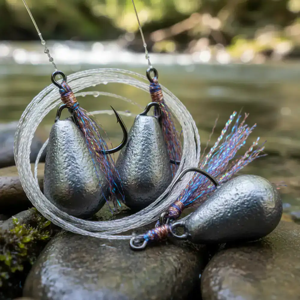 Macro shot of heavy tungsten drop jigs